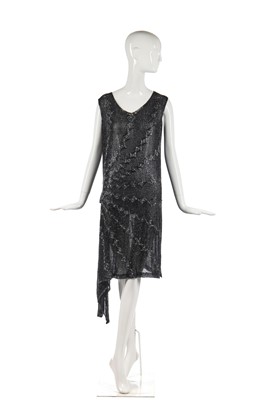 Lot 245 - A black and silver beaded flapper dress, 1928-29