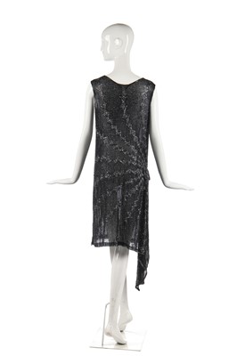 Lot 245 - A black and silver beaded flapper dress, 1928-29