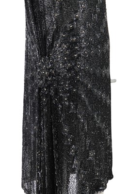 Lot 245 - A black and silver beaded flapper dress, 1928-29