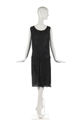 Lot 236 - A good black on black beaded flapper dress, circa 1921