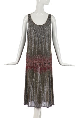 Lot 249 - A good beaded muslin flapper dress, late 1920s