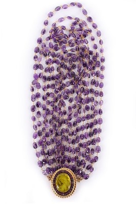 Lot 145 - A Goossens multi-strand amethyst necklace, probably 1990s