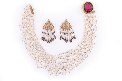 Lot 90 - A Goossens multi-strand clear glass beaded necklace, probably 1990s