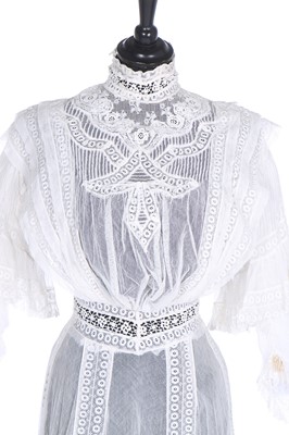 Lot 409 - A white tulle summer gown, circa 1900