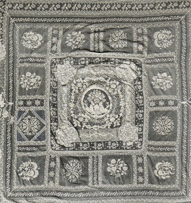 Lot 459 - A composite lace coverlet, circa 1910