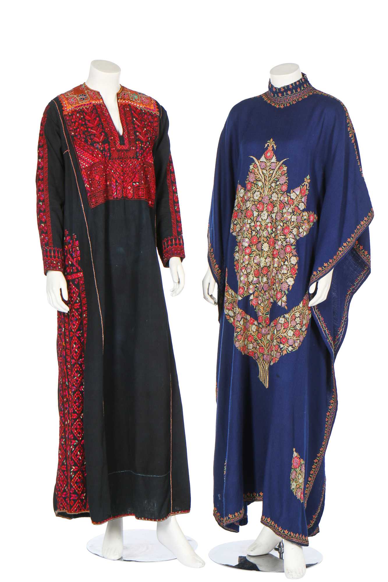 Lot 448 - An embroidered blue wool kaftan, Indian, probably 1950s