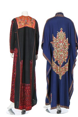 Lot 448 - An embroidered blue wool kaftan, Indian, probably 1950s