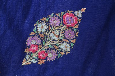 Lot 448 - An embroidered blue wool kaftan, Indian, probably 1950s