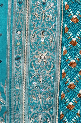 Lot 448 - An embroidered blue wool kaftan, Indian, probably 1950s