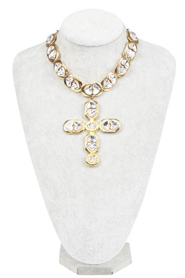 Lot 41 - A Gavilane gilt metal crucifix necklace, 1980s