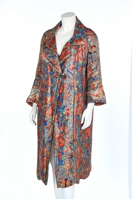 Lot 341 - A floral gold lamé opera coat, late 1920s-early 30s