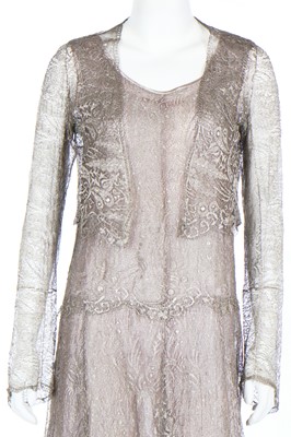 Lot 386 - A silver lace and other cocktail dresses, 1920s