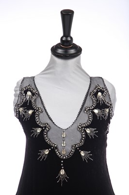 Lot 389 - A black velvet flapper dress, circa 1925