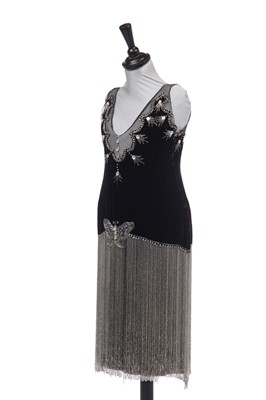 Lot 389 - A black velvet flapper dress, circa 1925