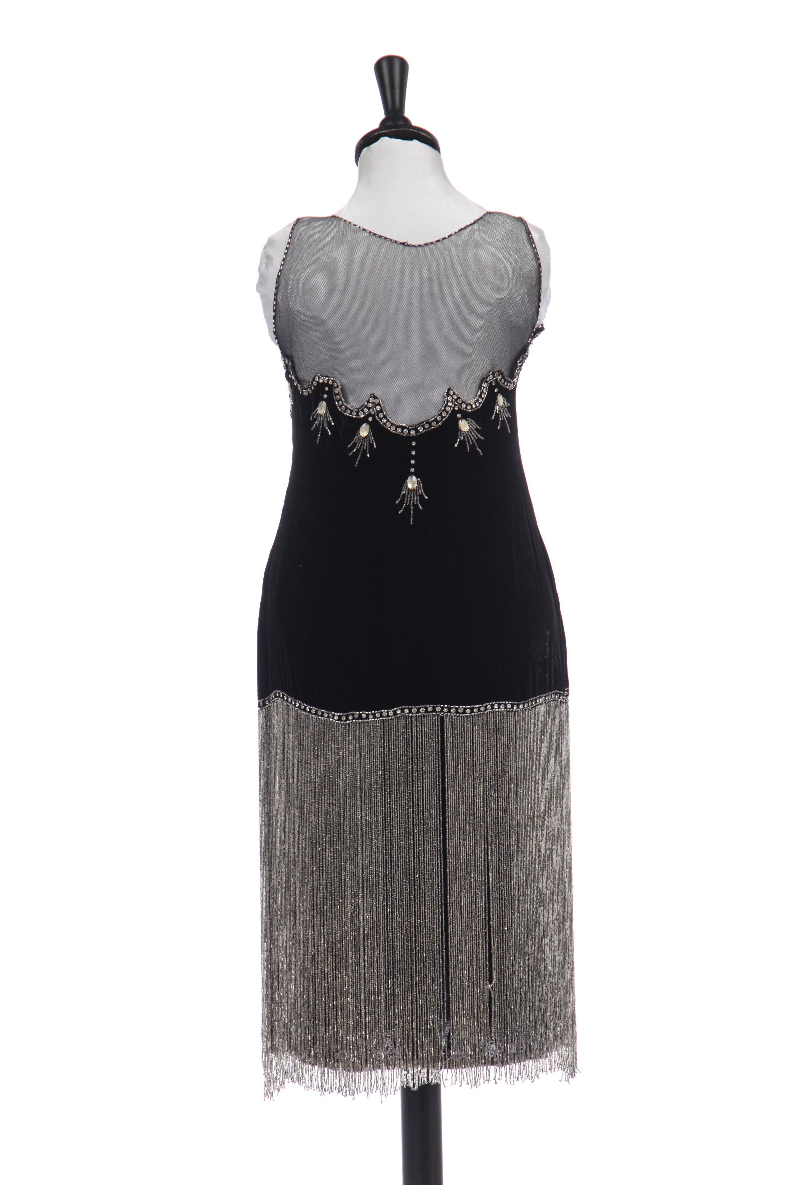 Lot 389 - A black velvet flapper dress, circa 1925