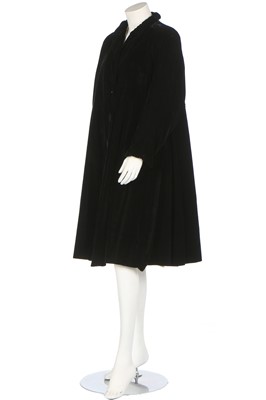 Lot 294 - A Paquin black velvet swing coat, 1950s