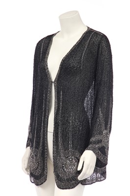 Lot 376 - A beaded black muslin evening jacket, late 1920s