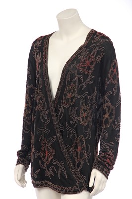 Lot 381 - A beaded peach chiffon flapper dress, circa 1925