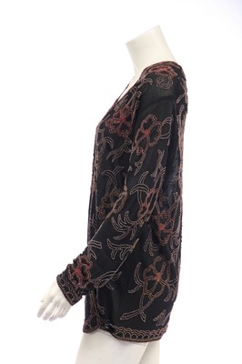 Lot 381 - A beaded peach chiffon flapper dress, circa 1925