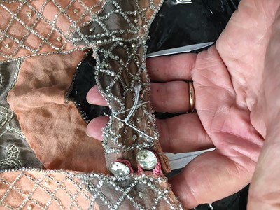 Lot 381 - A beaded peach chiffon flapper dress, circa 1925