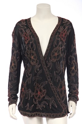 Lot 381 - A beaded peach chiffon flapper dress, circa 1925