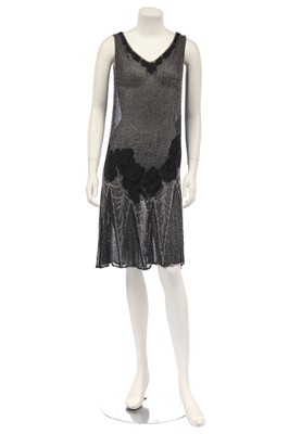 Lot 387 - A beaded black muslin flapper dress, circa 1925