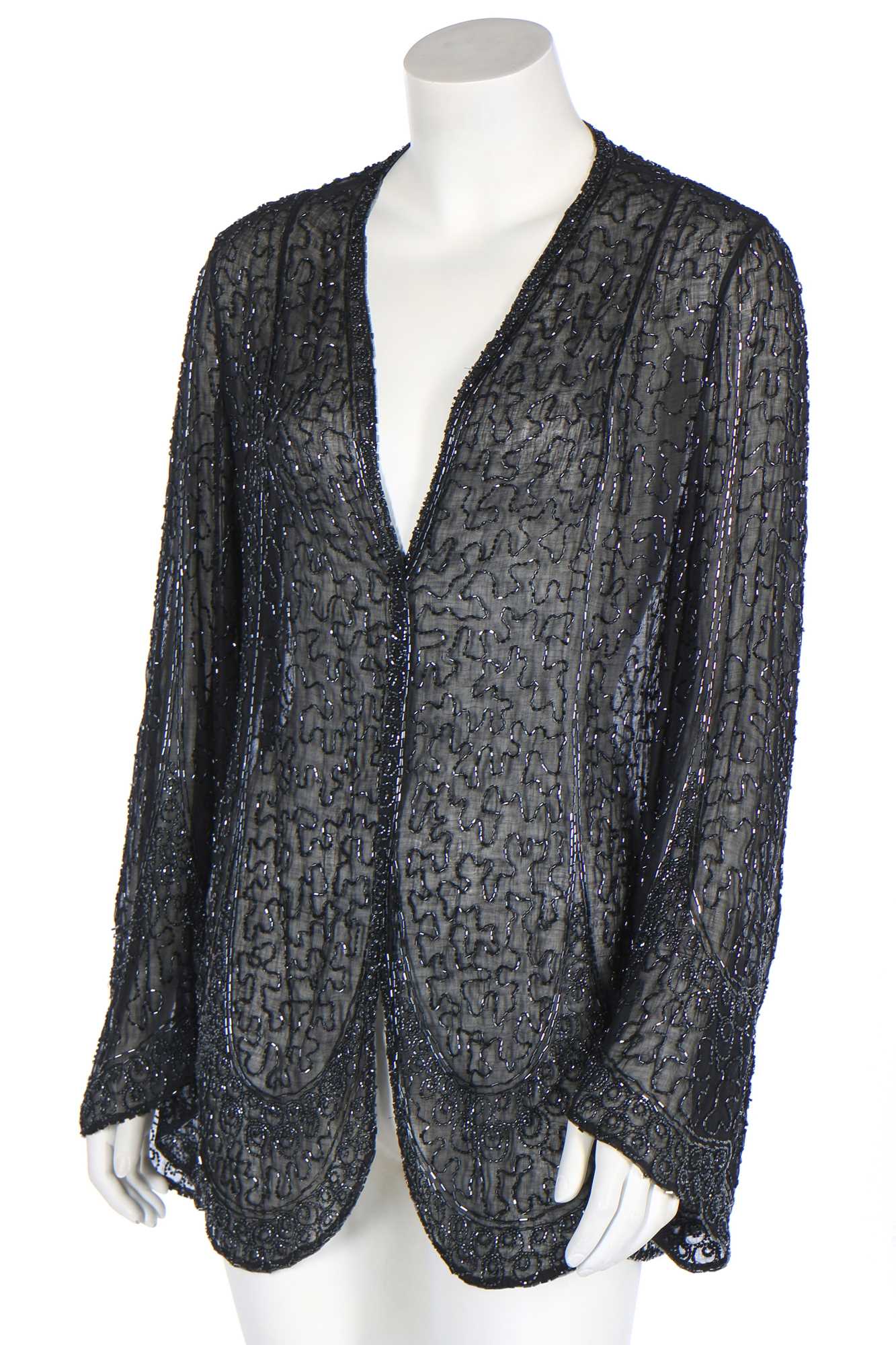 Lot 362 - A beaded black muslin jacket, 1920s,