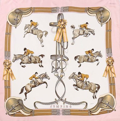 Lot 26 - An Hermès 'Jumping' silk scarf, designed by...