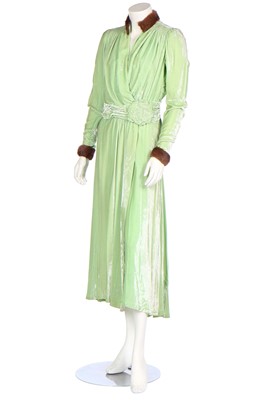 Lot 329 - Two green velvet dresses, 1930s