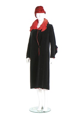 Lot 328 - Two black velvet coats, 1930s