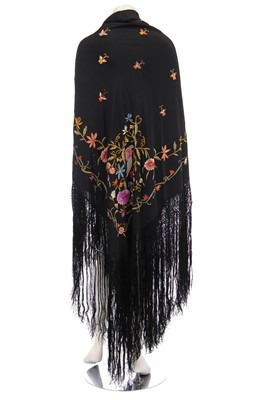 Lot 374 - Three embroidered shawls with silk fringing, 1920s