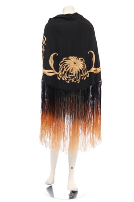Lot 374 - Three embroidered shawls with silk fringing, 1920s