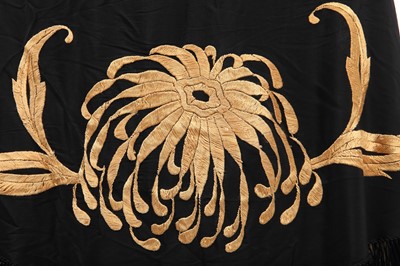 Lot 374 - Three embroidered shawls with silk fringing, 1920s