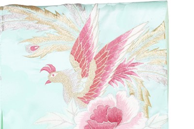 Lot 454 - An embroidered silk damask wedding kimono, Japanese, second half of the 20th century
