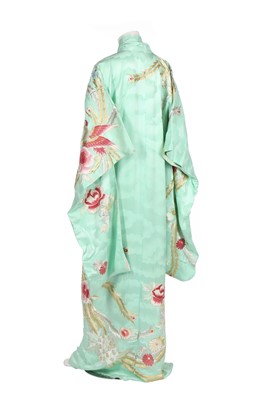 Lot 454 - An embroidered silk damask wedding kimono, Japanese, second half of the 20th century