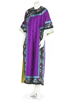 Lot 461 - A violet damask silk informal robe, chang-fu, Chinese, 20th century