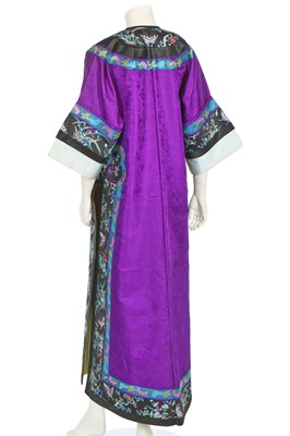 Lot 461 - A violet damask silk informal robe, chang-fu, Chinese, 20th century