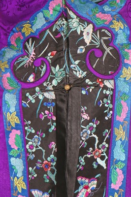 Lot 461 - A violet damask silk informal robe, chang-fu, Chinese, 20th century