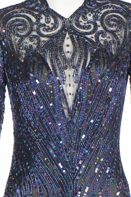Lot 233 - A Bob Mackie beaded and sequined mesh evening gown, 1980s