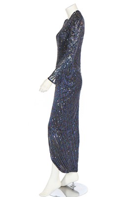 Lot 233 - A Bob Mackie beaded and sequined mesh evening gown, 1980s