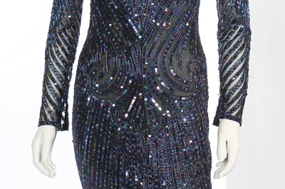 Lot 233 - A Bob Mackie beaded and sequined mesh evening gown, 1980s