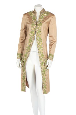 Lot 421 - An 18th century-style skilfully ribbon-worked silk frock coat, modern