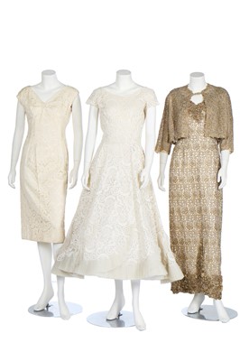 Lot 283 - A group of mainly ivory occasion wear, 1950s-60s