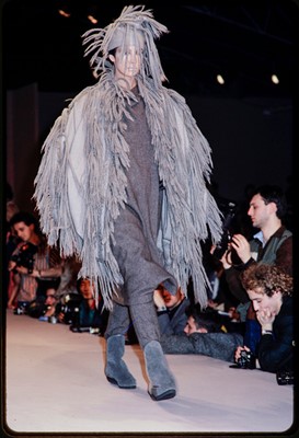 Lot 339 - An Issey Miyake fringed coat and hat, Autumn-Winter, 1985-86