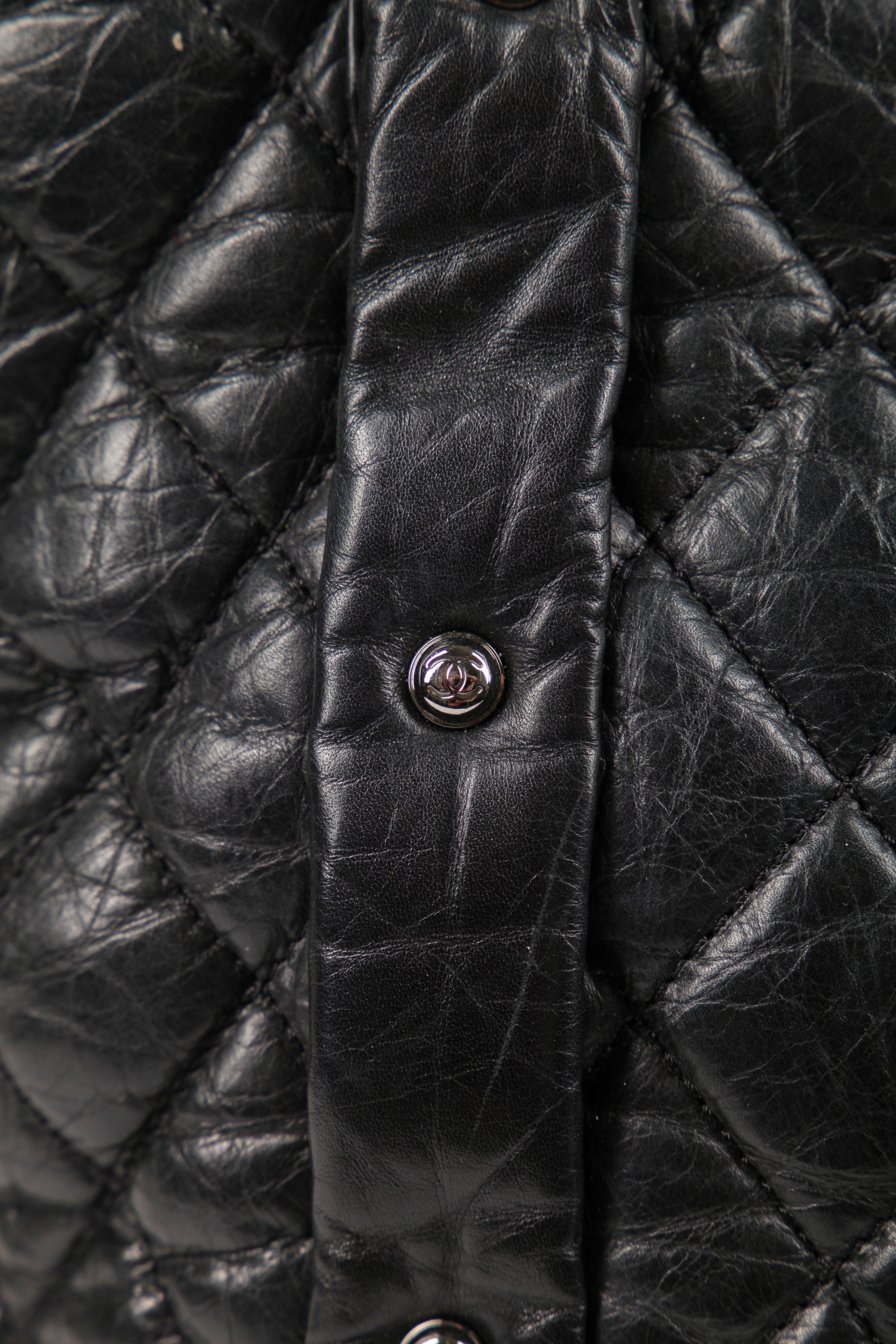 Lot 13 - A Chanel black quilted lambskin leather bag