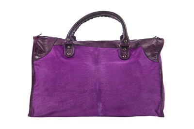 Lot 108 - A Balenciaga violet ponyskin and leather City bag, circa 2006