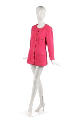 Lot 28 - A Chanel bubblegum-pink bouclé wool-blend jacket, Autumn-Winter 1991-92