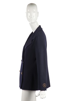 Lot 31 - A Chanel navy wool double-breasted blazer, probably late 1980s