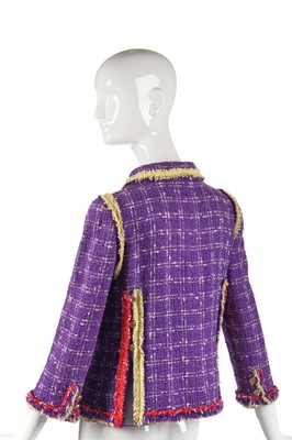 Lot 29 - A Chanel checked purple silk-cotton tweed jacket, Spring-Summer 2006