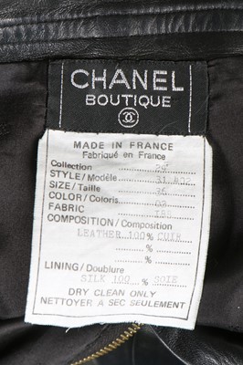 Lot 55 - A pair of Chanel lambskin leather trousers, probably Autumn-Winter 1990-91